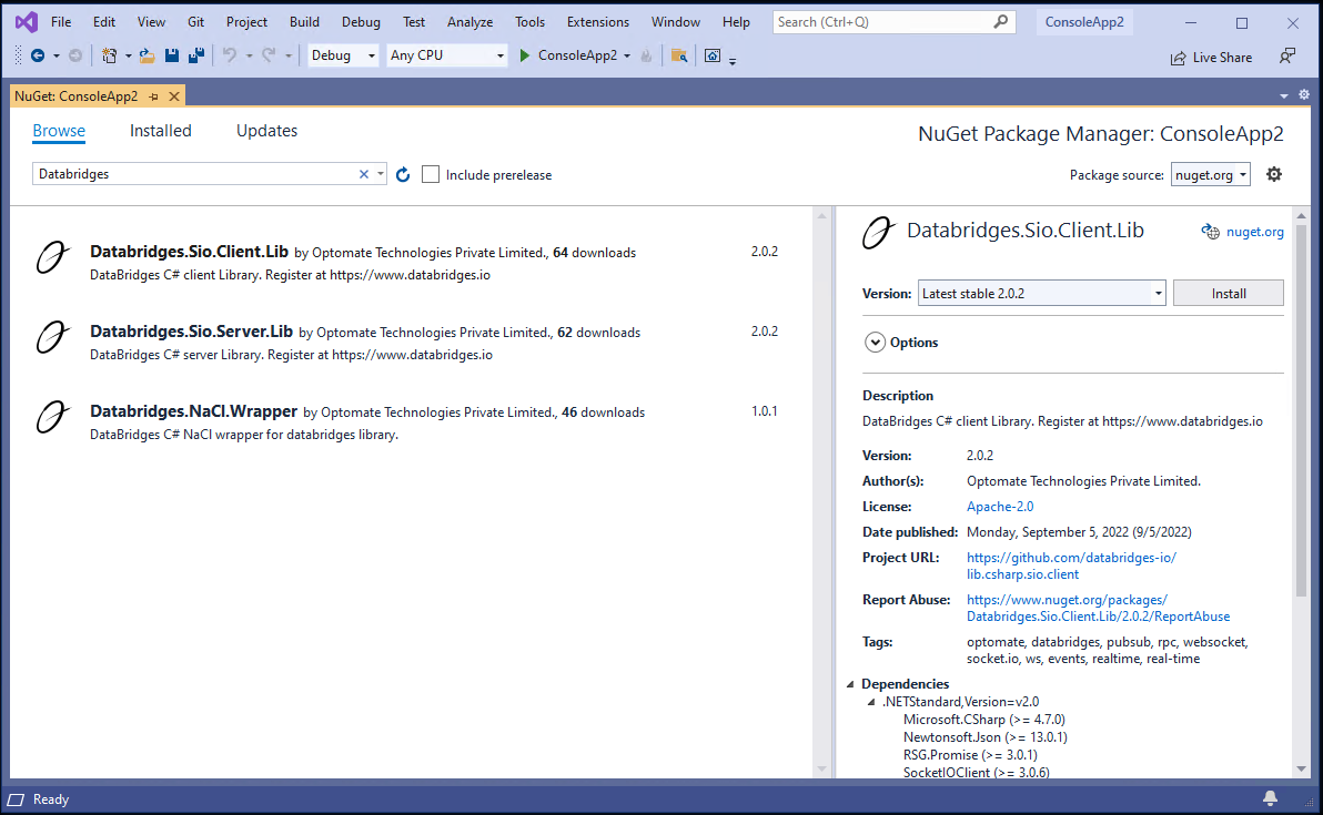 Manage NuGet Packages..